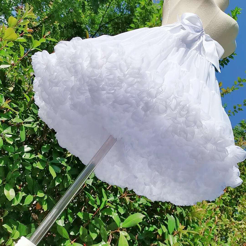 DongCMY Women Flower Style Lolita Petticoats Crinoline Inner Bustle Cosplay Tutu Puffy Cancan Skirt Under Wedding Dresses