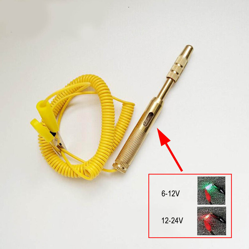 6V 12V 24V 1pc Car Test Pen Extend Retract Copper Circuit Tester Green Red Test Lighting for Automobile Repair Accessory