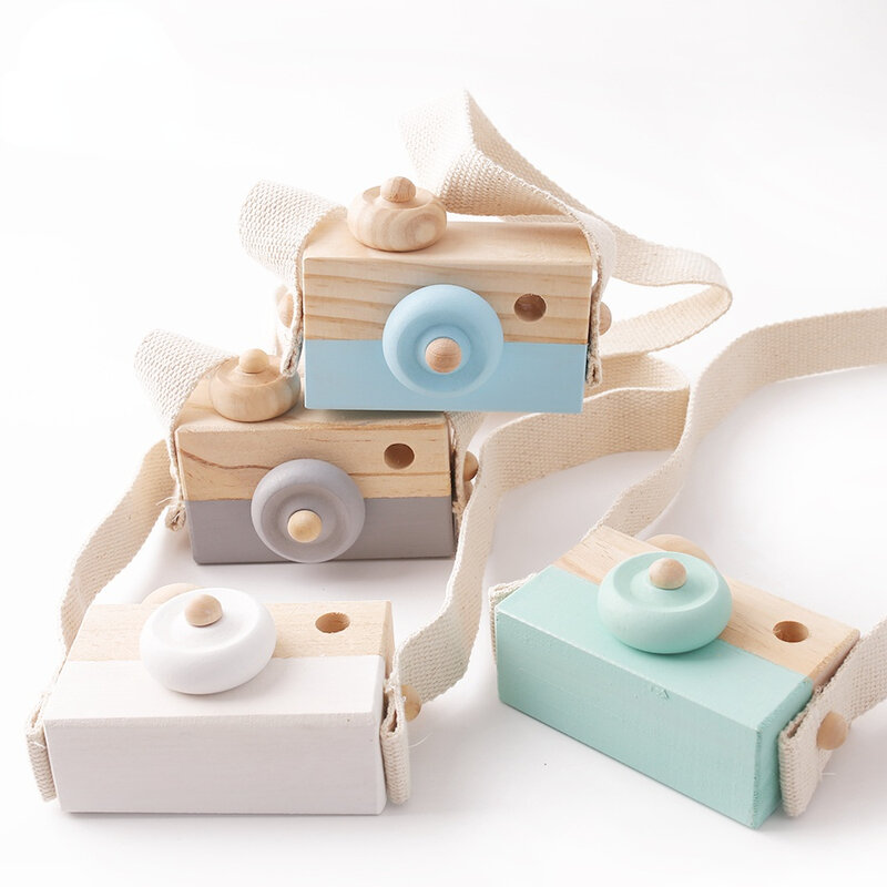 Lassen Sie uns 1pc Holz Babys pielzeug Mode Kamera Holz Anhänger Montessori Spielzeug für Kinder Holz DIY Geschenk Pflege Geschenk Baby Block