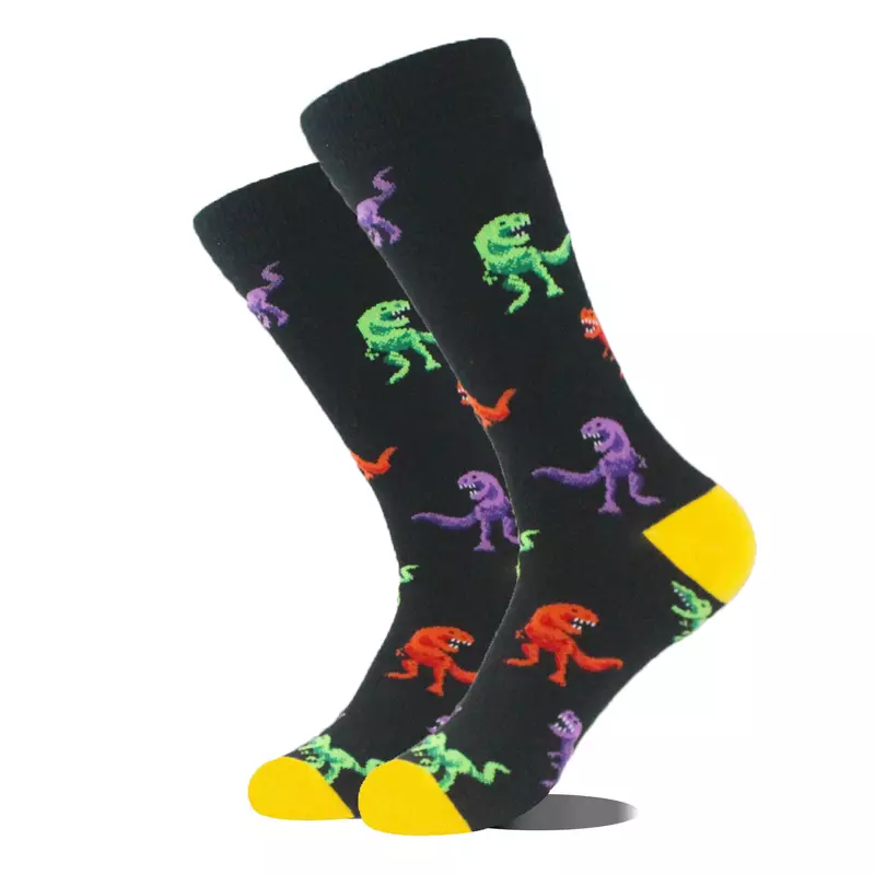 Men's European and American Fashion Cotton Mid-tube Socks Trend Animal Geometric Fruit Pattern Socks Casual Personality