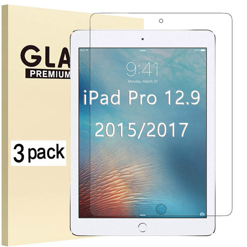 (3 Pak) kaca Tempered untuk Apple iPad Pro 12.9 2015 2017 generasi kedua Film Tablet pelindung layar antigores