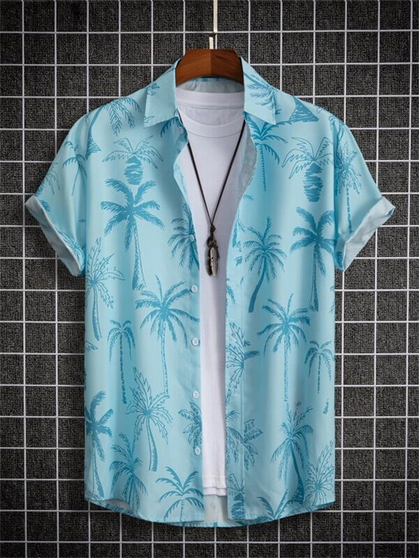Летний топ с 3D принтом цветов, мужские Летние Гавайские пляжные рубашки, Мужская дышащая уличная одежда с коротким рукавом
