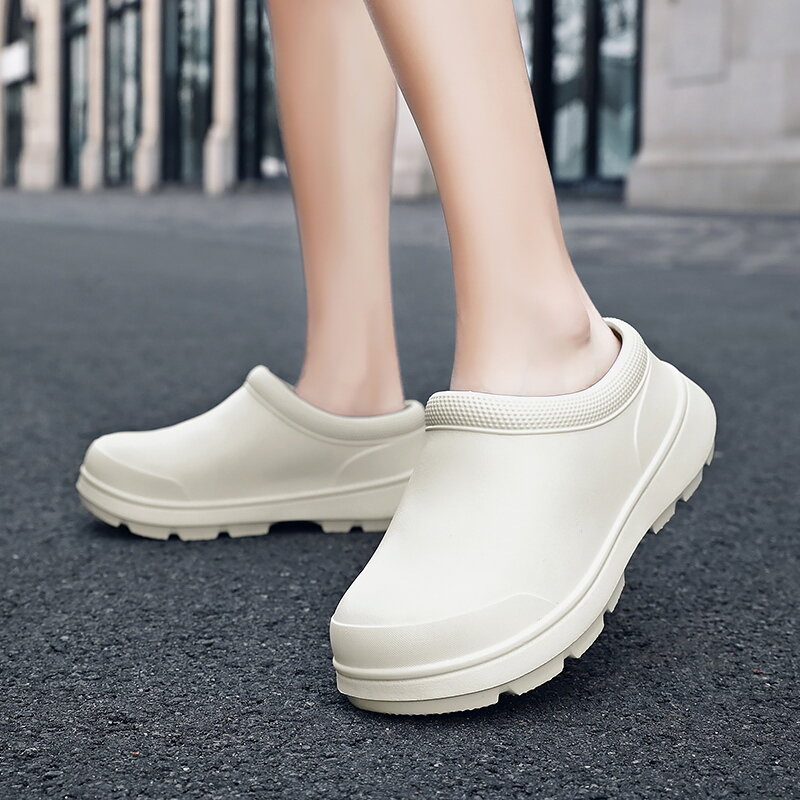 Antypoślizgowe buty kuchenne dla mężczyzn 2024 Wodoodporne, olejoodporne i antypoślizgowe buty robocze dla kobiet bez obcasów Półkapcie