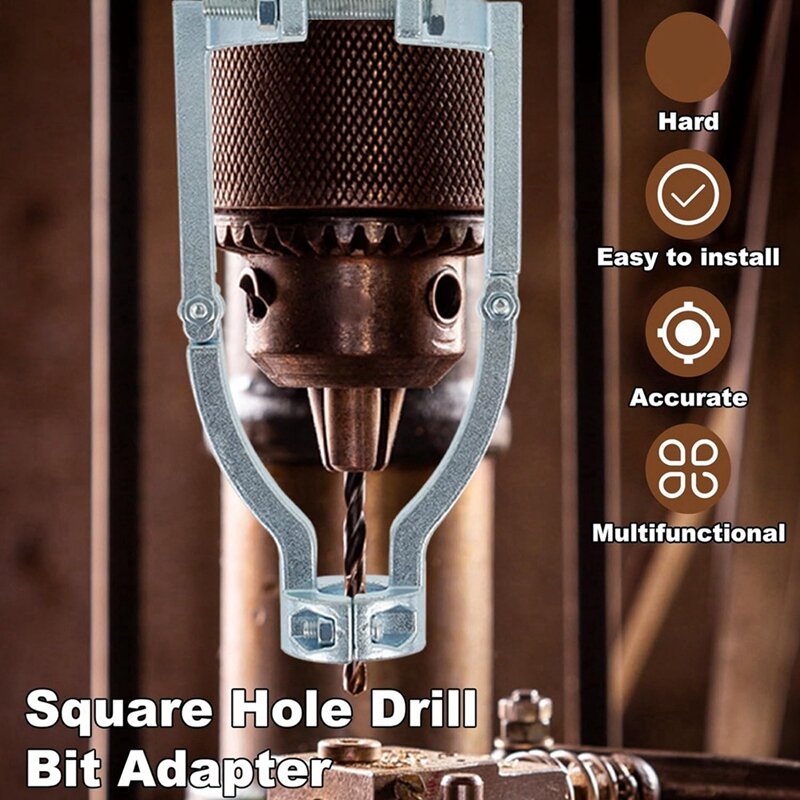 Adaptador de broca de agujero cuadrado, accesorio de mordida plateado para máquina de mortaja de prensa de taladro, para máquinas de taladro