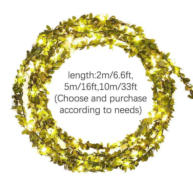 Guirxiété lumineuse en feuilles de lierre vert nickel é, fonctionnement à piles, cuir chevelu en érable, guirxiété artificielle, plante, vigne, 62