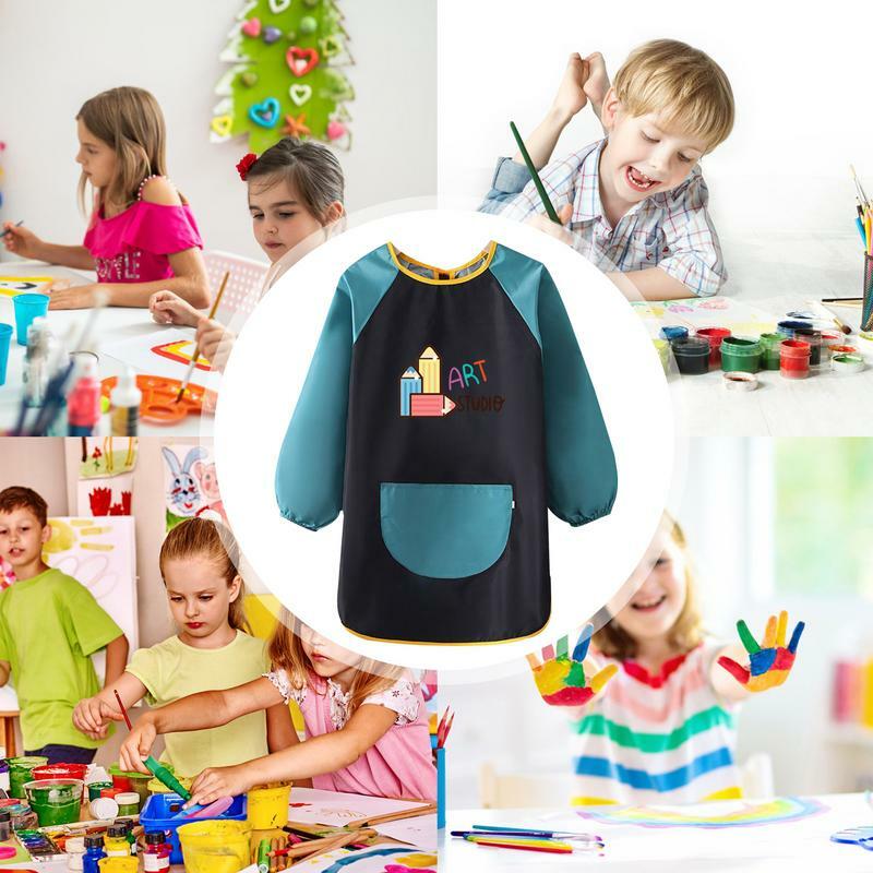 Blusa artesanal impermeável para crianças, avental para pintura DIY, desenho com manga comprida, favores de festa de aniversário para crianças