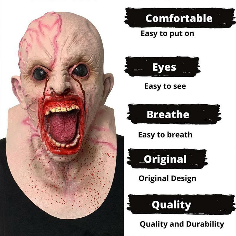 Halloween Biochemical Mask Face Cover Horror Premium Latex Creepy Headgear Headgear Terrible Party Cosplay Mask