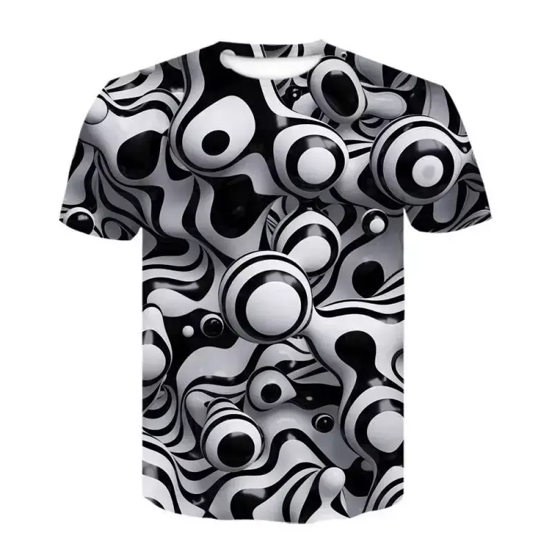 Herren Sommer T-Shirt 3d gedruckt visuelle Grafiken kreative Mode lässig Straße Crewneck Männer lose coole Sommer Kurzarm Top