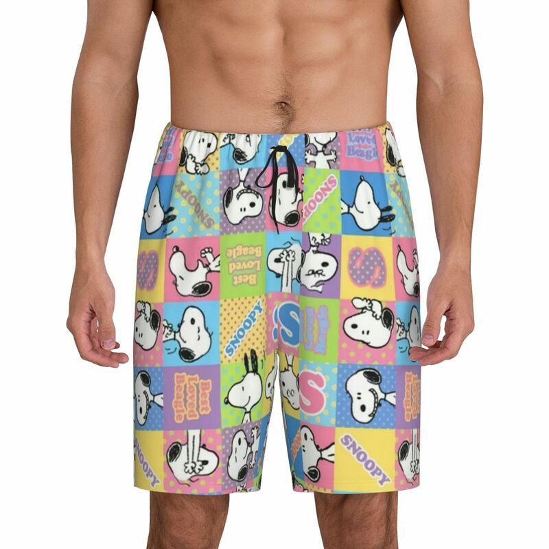 Men's Anime Manga Slopy Woodstock Pijama Shorts, impressão personalizada, Bottoms Sleep Short Pjs com bolsos, pijamas