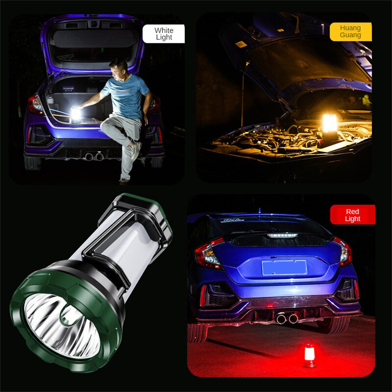 Searchlight Safe Water Proof Convenient To Carry Three Colors Switchable Portable Lighting Lighting Campfire Convenient Durable