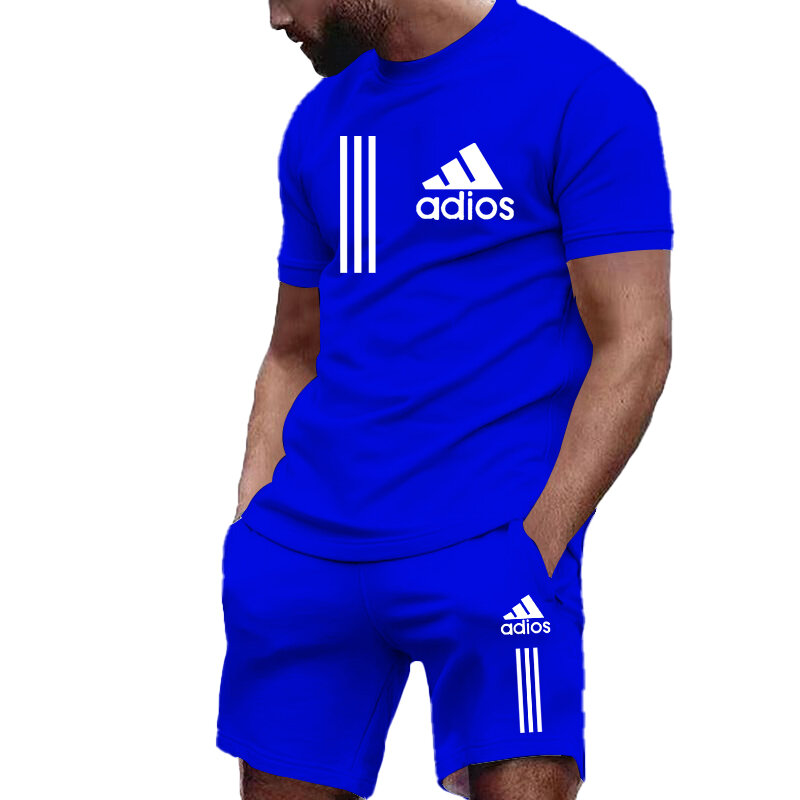Maglietta da uomo Set per T-shirt sportiva Casual a maniche corte da uomo + pantaloncini Set di due pezzi di T-shirt sport gym