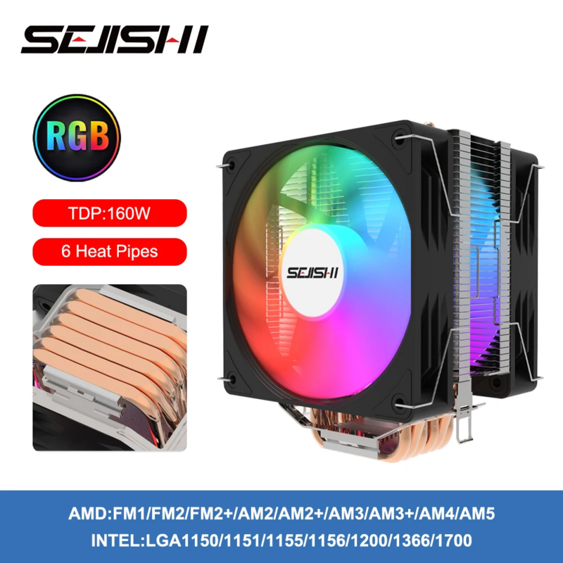 SEJISHI M60 wentylator chłodzący procesor 3pin dla Intel LGA1150/1151/1155/1156/1366/1200 AMD/AM3/AM4 X99 X79 procesor chłodnicy procesor