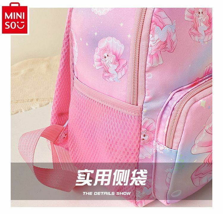 MINISO-mochila escolar para niños y niñas, morral versátil con dibujos animados de Disney, sirena bonita, 2024