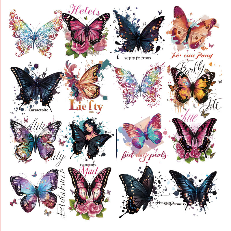 Colored butterfly pattern PVC Sticker Aesthetic Decoration Scrapbooking Children's Stationery School Supplies for Kids