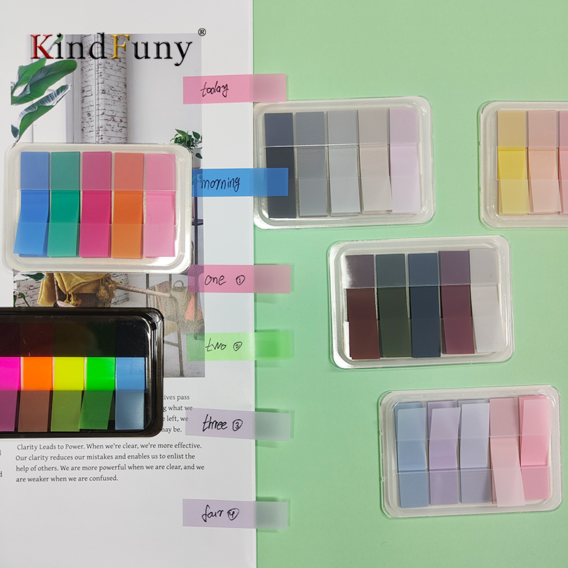 KindFuny 100 시트 컬러 자체 접착 스테이셔너 메모 패드, 스티커 메모, 책갈피 마커, 종이, 사무실 학교