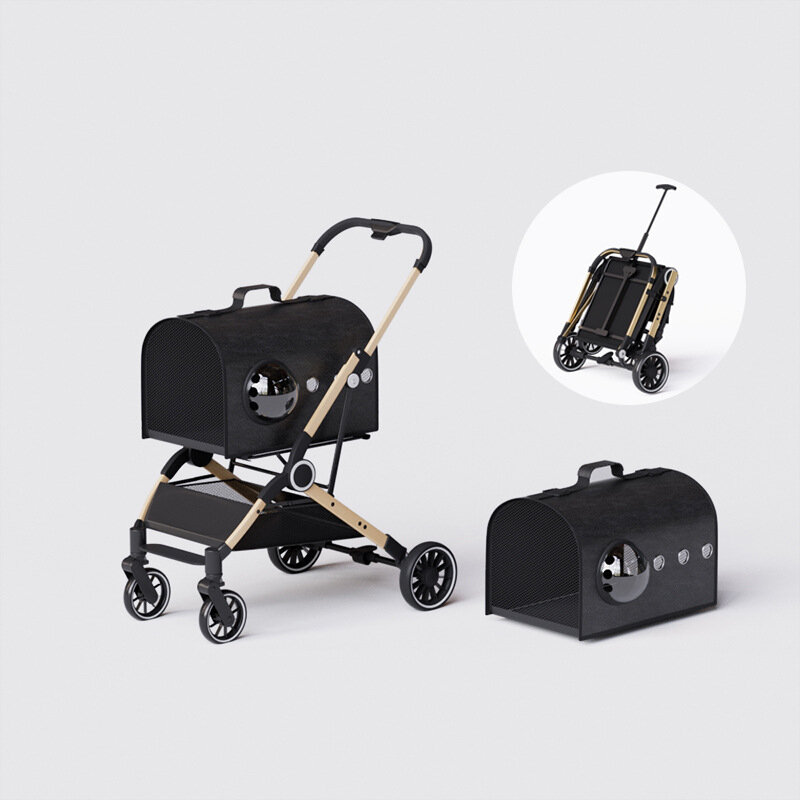The new pet cart is lightweight, foldable, detachable, dog and cat cart, and goes out to push the cart