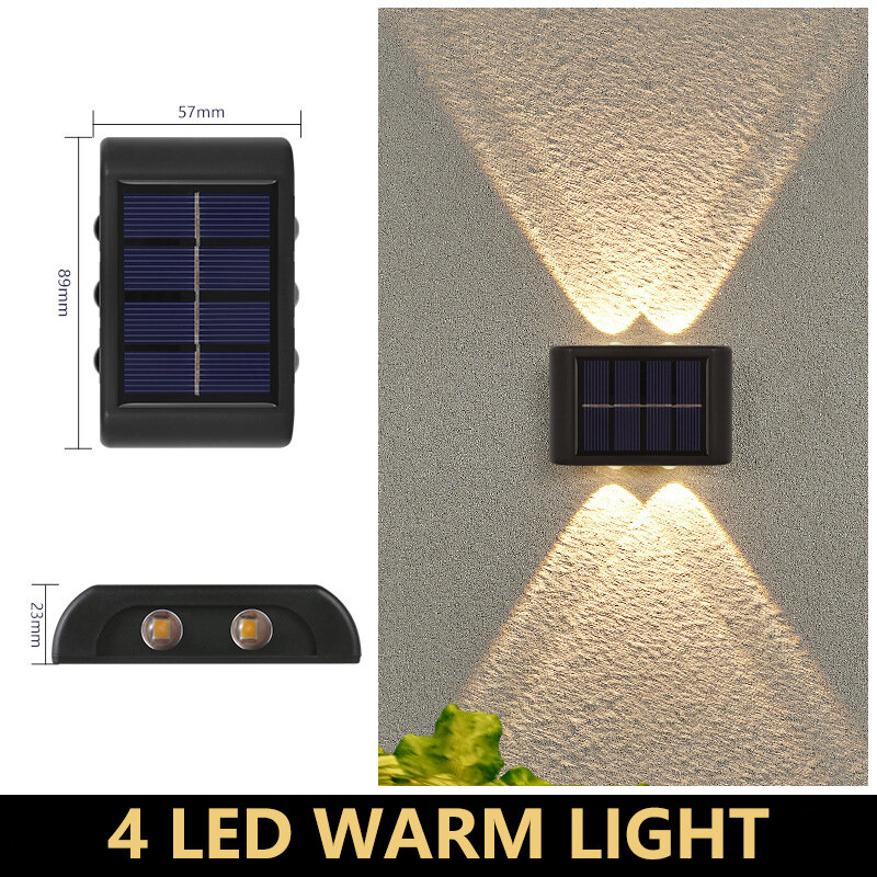 Solar conduziu a luz de parede ao ar livre lâmpada de parede ip65 à prova d6água 6led para quintal jardim garagem e caminho decoração da lâmpada luzes de parede solar