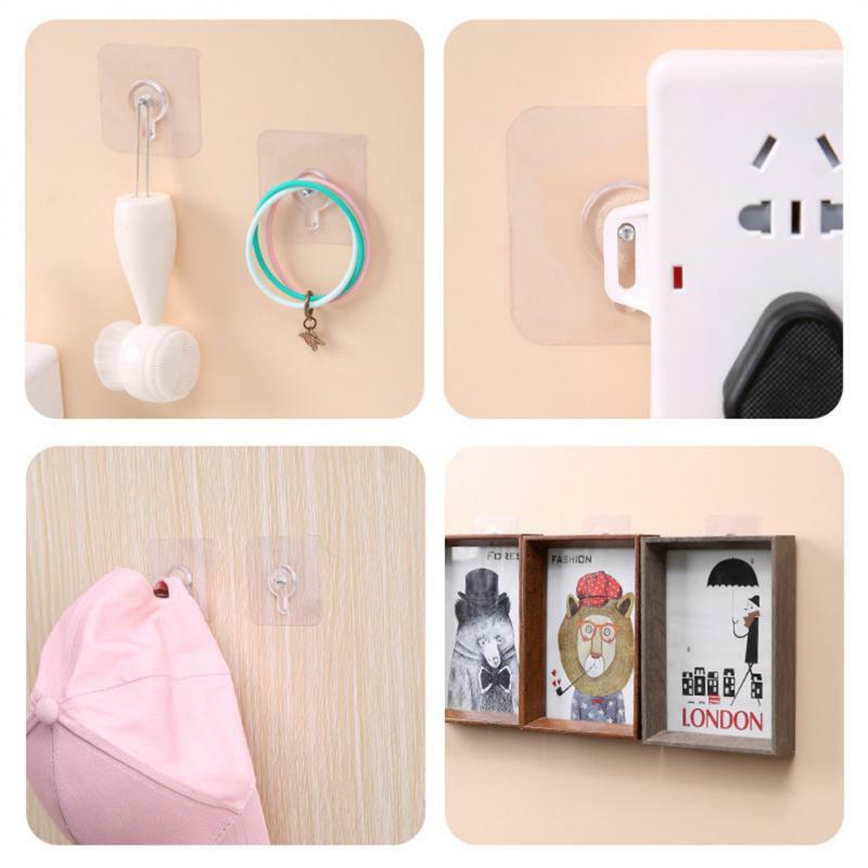 PVC unhas adesivas fortes, cartaz de parede, impermeável, durável, transparente, cozinha, banheiro parafuso cabide, 1-10pcs por lote