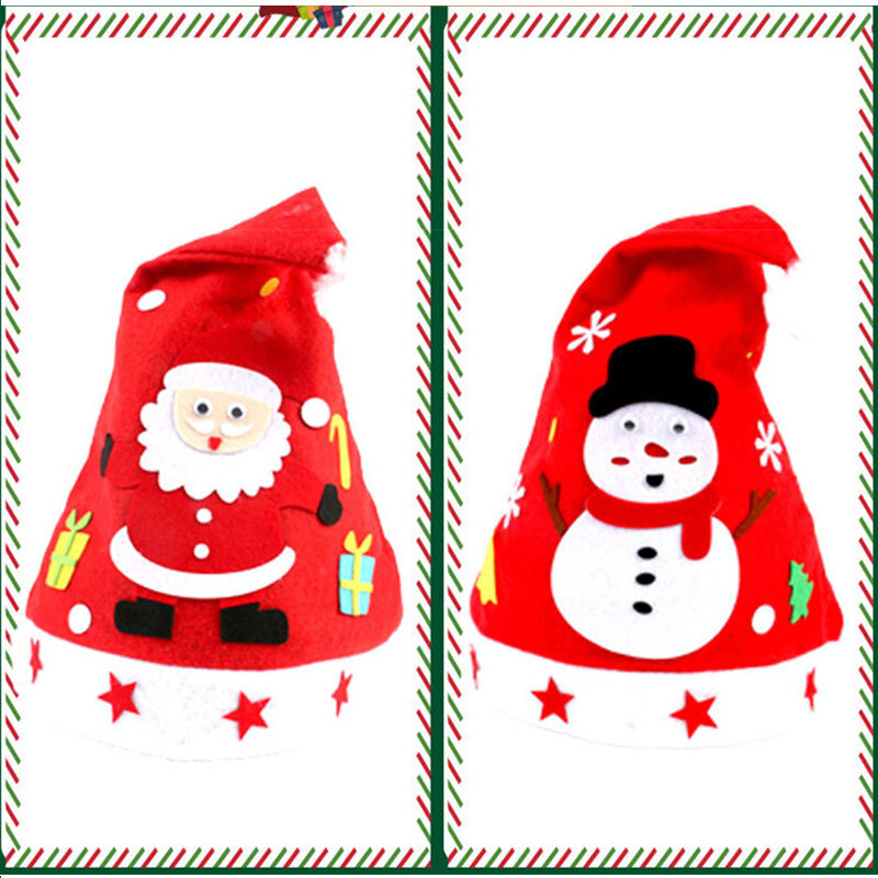 Рождественские игрушки ручной работы «сделай сам», Рождественская шапка ручной работы, нетканый мультяшный Творческий Набор для творчества, Декоративный Рождественский подарок для детей