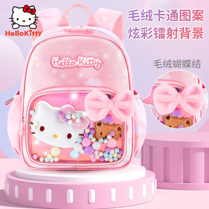Sanrio-mochila escolar de Hello Kitty para estudiantes, bonita mochila informal de dibujos animados para niños, gran capacidad
