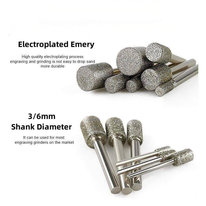 3mm-20mm diamentowe szlifowanie zadziorów diamentowych szlifowanie głowica szlifująca trzpienia 3/6mm do cięcia kamienia obrotowego Dremel