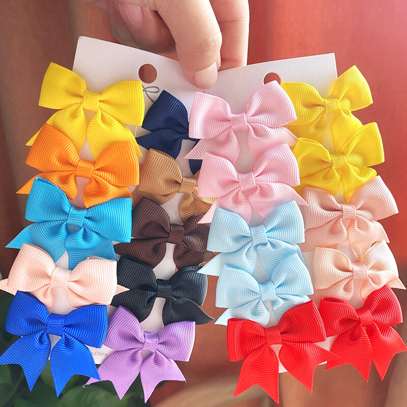Solid Color Ribbon Hair Clips para Bebês Meninas, Handmade Bowknot Hairpin, MiNi Presilhas, Acessórios para Cabelo, 10Pcs Set, 1.9"