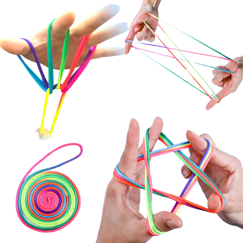 5 buah mainan edukasi Puzzle permainan perkembangan tali nilon benang jari masuk warna pelangi untuk anak-anak
