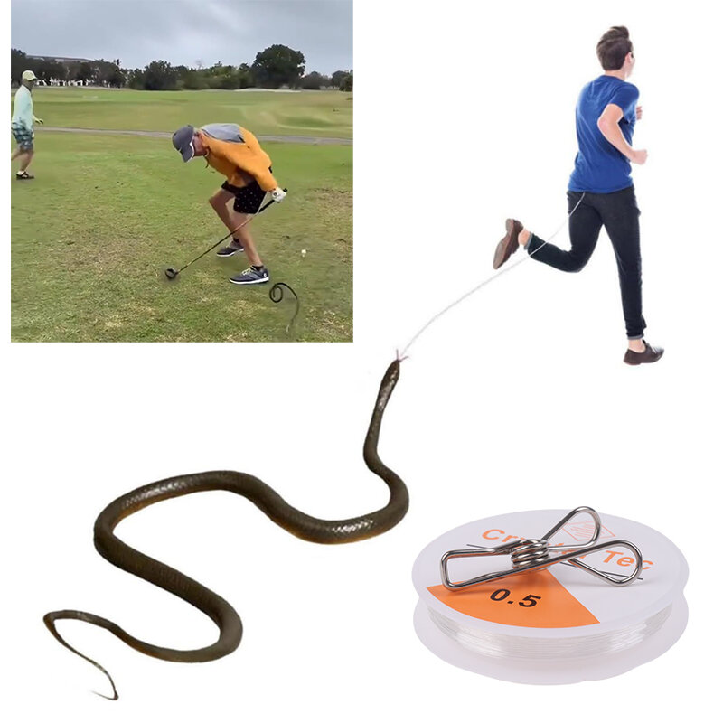 Broma de serpiente con Clip de cuerda, juguete divertido para perseguir A las personas, regalo al aire libre