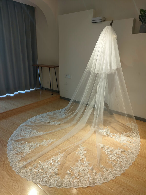 حجاب زفاف لامع مزين بالترتر ، اكسسوارات رطب ، جودة عالية ، 2 طبقة مع صور حقيقية
