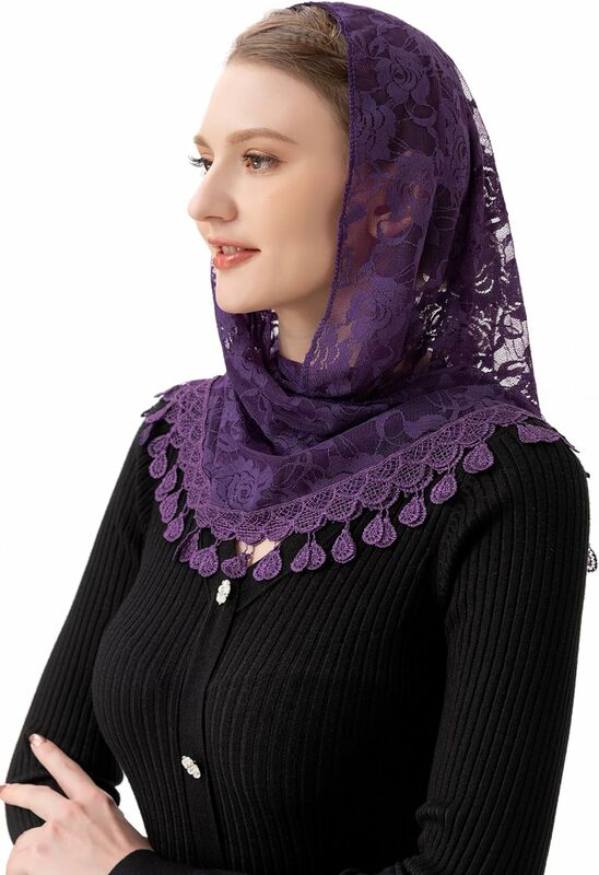 Mass Veil Triangle Mantilla Cathedral Head Covering Chapel Lace Shawl Latin Scarf
