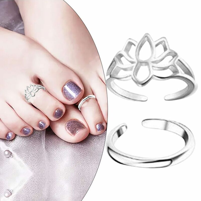 12pcs/set Alloy Toe Ring Set Women Open Toe Ring Beach Foot Accessories Lotus Flower Star Foot Ring Fashion Jewelry