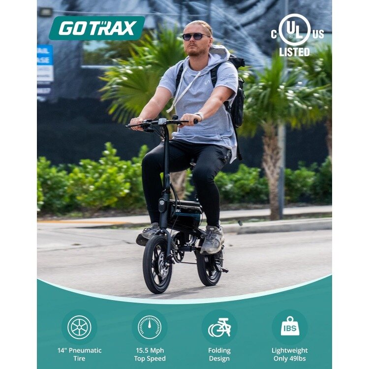 Max Range 25Miles(Pedal-Assist)&Max Speed 15.5Mph, 250W Folding E-Bike with Removable Battery, Adjustable Seat
