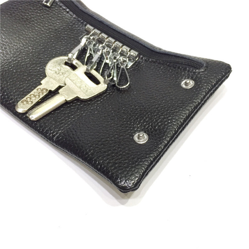 Saco de couro carta personalizada grátis, caso chave, porta-moedas, clipe de corrente com anel interno, carteira de couro de alta qualidade, nova moda