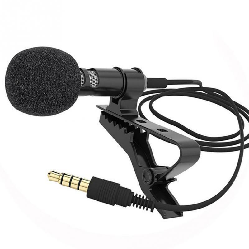 Microfone portátil mini mono, lapela, clipe de lapela, microfone com colarinho, alto-falante, 3,5mm