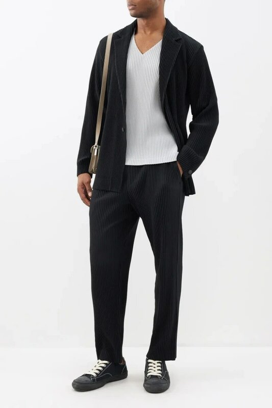 JJBaggy-Pantalon droit plissé pour homme, style japonais, décontracté, à la mode