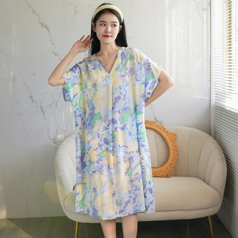 Пижама женская с коротким рукавом, модная свободная Ночная рубашка в Корейском стиле, семейная одежда для сна, 40 кг-80 кг