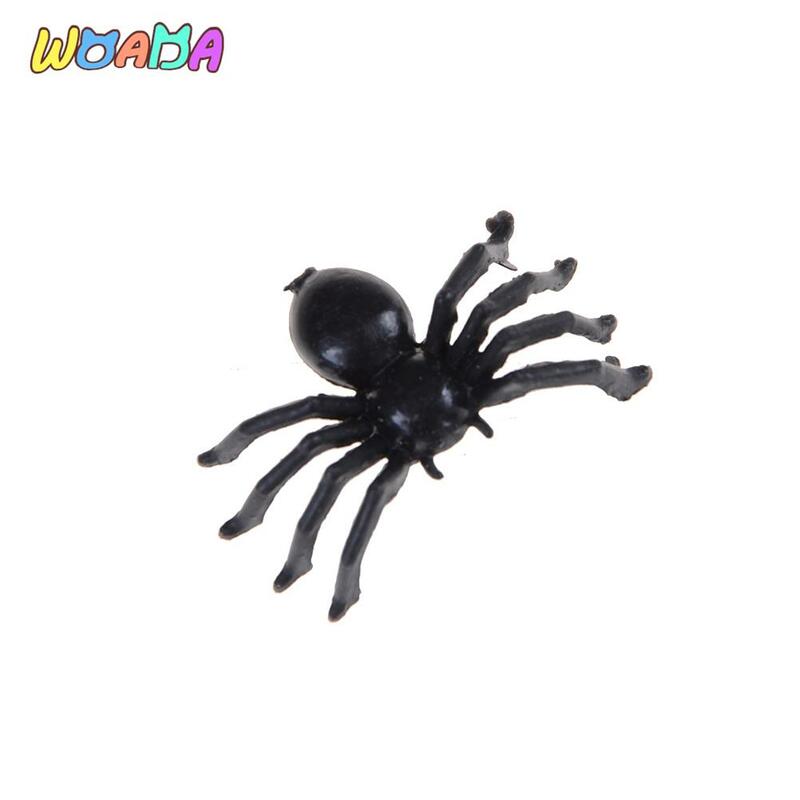 50pcs  2cm Small Black Plastic Fake Spider Toys Halloween Decorative Spiders Novelty Funny Joke Prank Realistic Props
