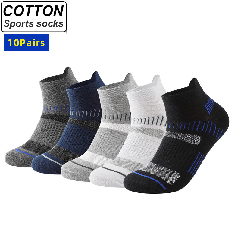 Zomer Mannen Enkel Socks10 Paar Hoge Kwaliteit Katoen Atletische Cushioned Ademend Casual Sport Sokken Mannelijke Korte Sokken Maat 38-48