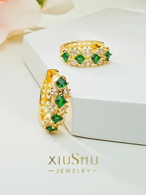 Desire's New 925 Silver Inlaid Artificial Jade Light Luxury Earrings Are Versatile and Elegant for Women