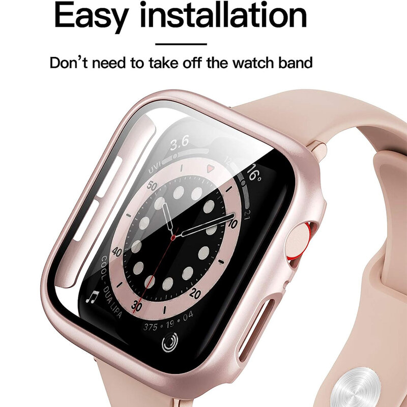 Kaca + penutup untuk Apple Watch Case 9 8 7 6 5 4 3 SE 44mm 40mm 45mm 42mm 38mm 41mm pelindung layar bumper Aksesori jam tangan apple