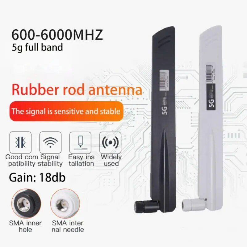 SMA Male Folding Antenna para Placa de Rede Sem Fio, Alta Sensibilidade de Sinal, Ganho de Banda Completa, Roteador WiFi, 4G, 5G, 600-6000MHz, 18dBi
