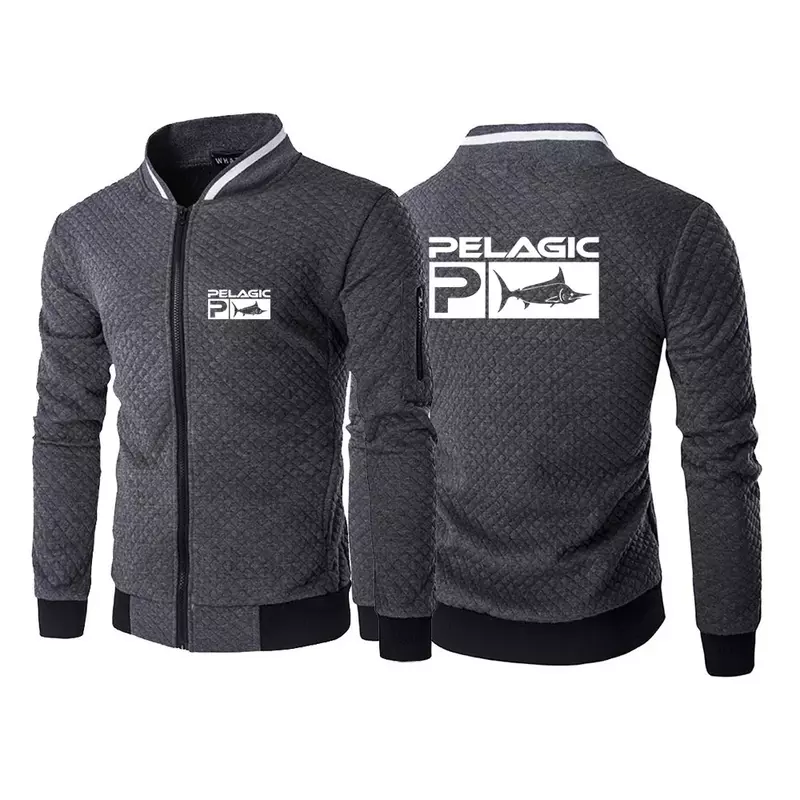 2024 New Men Pelagic Fishing Logo Spring Autumn Printing Casual Fashion Simple Six-color Zip Round Neck Hight Quality Coat Tops