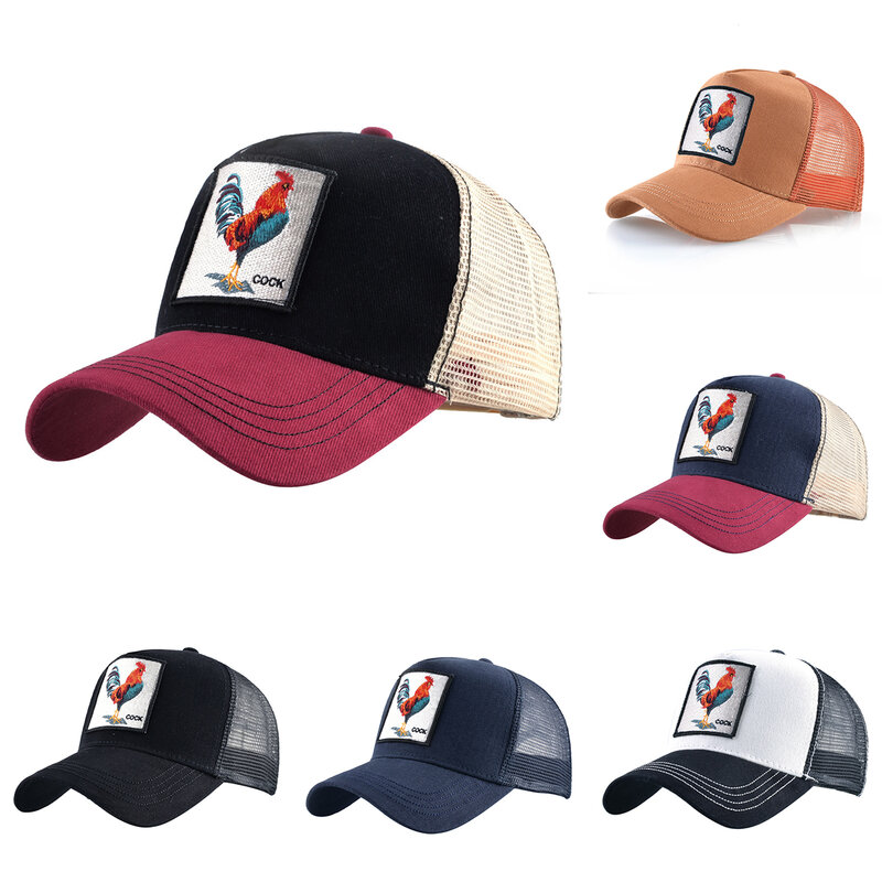 Cappello da gallo Animal Patch Snapback berretto da Baseball in rete per uomo donna ricamo cappelli da camionista berretto da gallo regolabile da fattoria