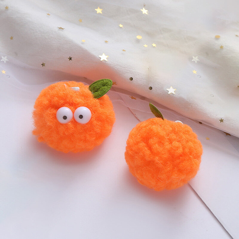 Cute Kawaii Orange Doll Pompom Plush Cartoon Fruit Orange Hairball Bag Hanging Creative Cute DIY Accessories For Child Gift