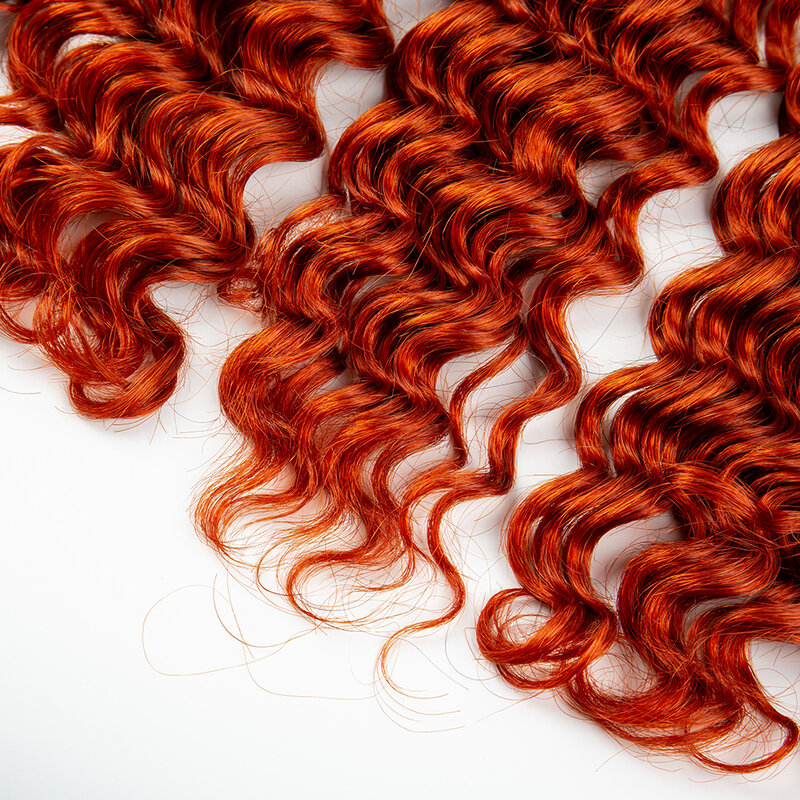 NABI Ombre imbirowe wiązki ludzkich do przedłużania włosów włosy mocno falowane w stylu brazylijskim plecionych luzem dziewicze włosy do przedłużania włosów do tkania