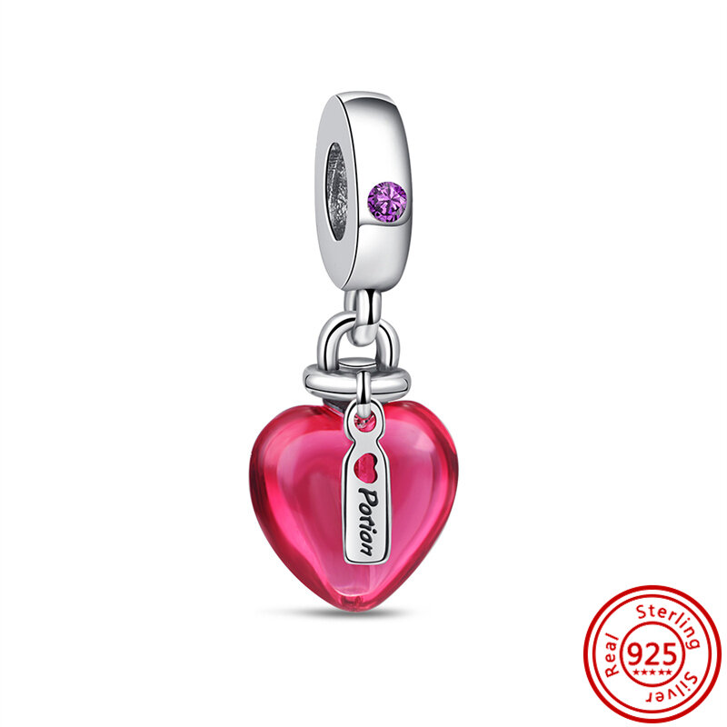 Fit Original Pandora Charms Bracelet DIY Jewelry 100% 925 Sterling Silver Red Murano Glass Zircon Apple Cherry Crown Heart Beads