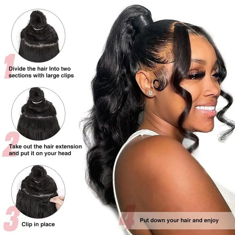 Clip Ins Menselijk Haar Clip In Extensions Voor Zwarte Vrouwen Body Wave Echt Menselijk Haar Pu Onzichtbare Clip Op Hair Extensions 7Pcs Set