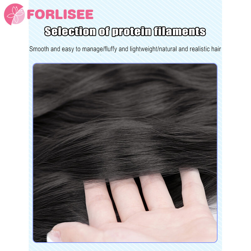 FORLISEE Wig Female High Ponytail Long Hair Highlights Dopamine Boxing Braid Wig Clip Fried Dough Twists Wig Braid