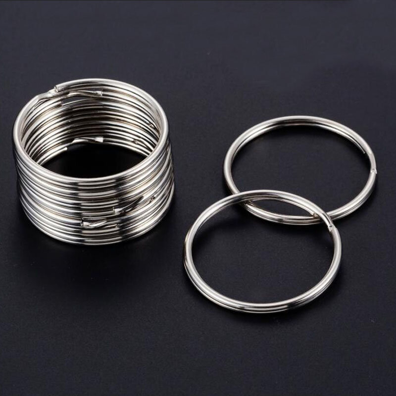 100/20pcs DIY poliert Silber Schlüssel ring Edelstahl Loch runde Schlüssel ring Kette rhodiniert runde geteilte Schlüssel bund Großhandel