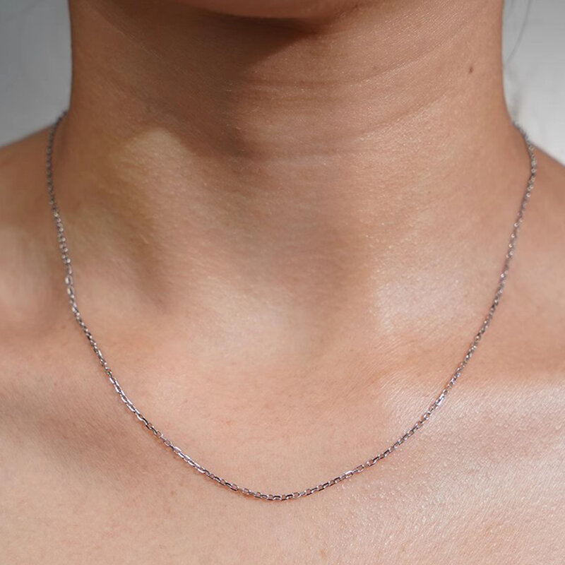 Cadena cruzada de oro real de 18K para mujer, collar de oro rosa y oro blanco, au750